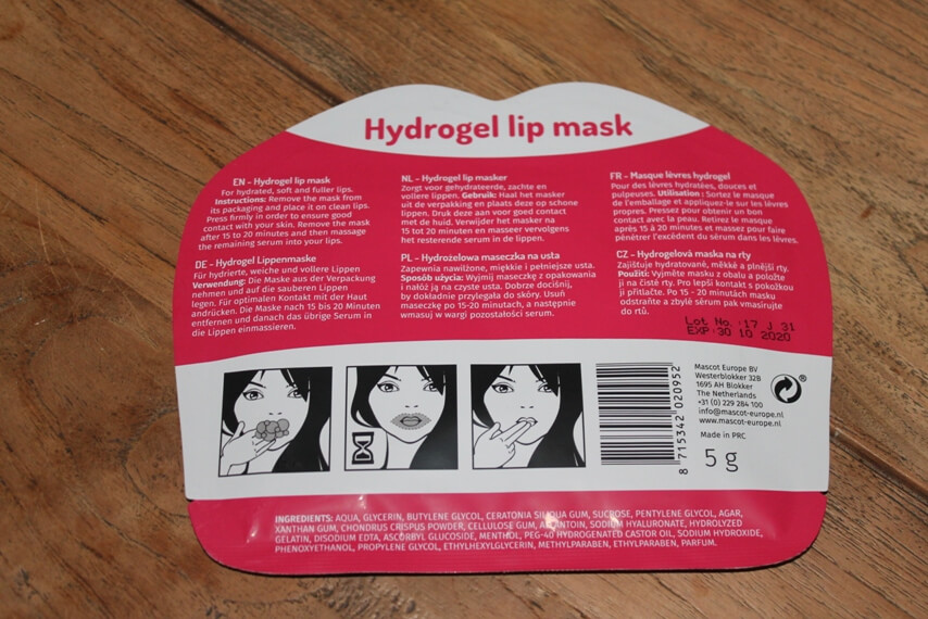Hydrogel lip mask