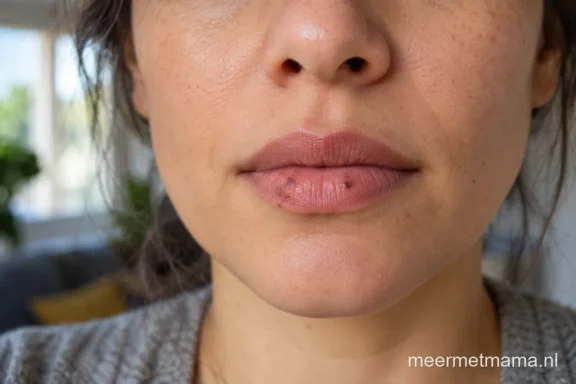 Close-up van lippen met kleine donkere vlekjes